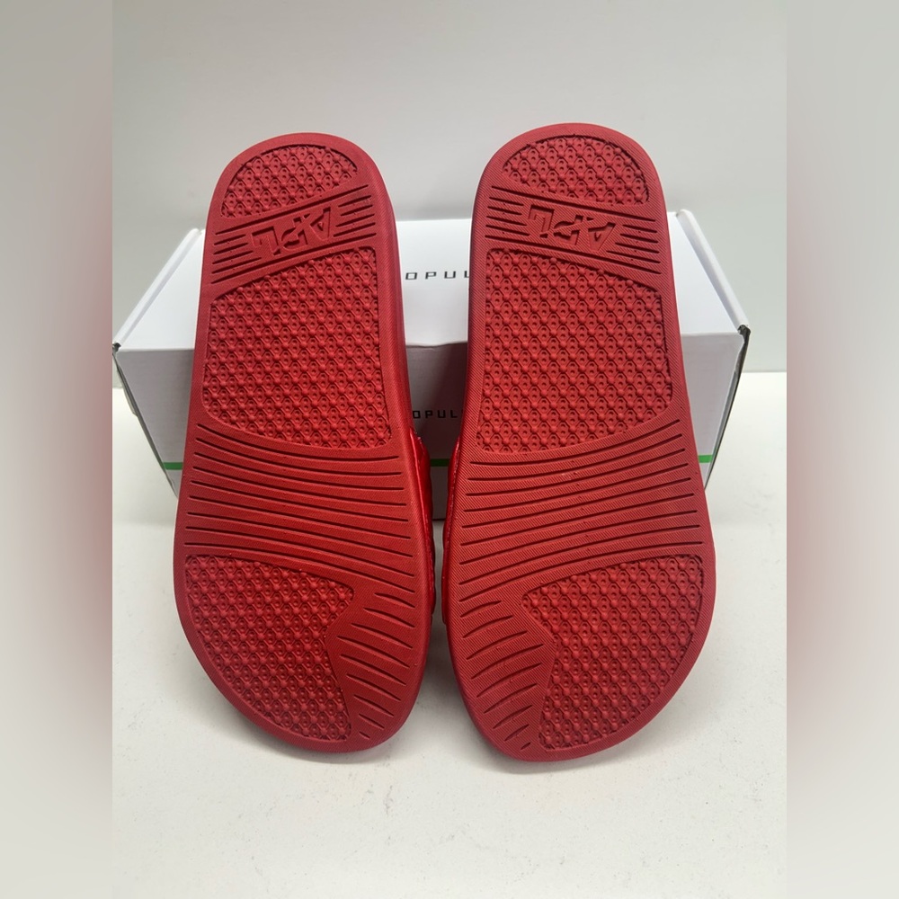 APL Lusso Red Quilted Leather Slide Sandals - Women Size 6 - Picture 3 of 3